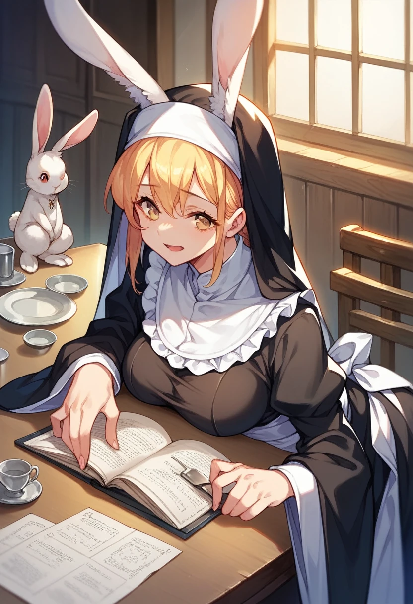 Highest quality, Tabletop, Game CG, (kimono),Maid,Nuns, bunny, 複数のgirl, 6+girl, Bunny ears, Rabbit's Tail, 6人のgirl, 6人のgirl, lureする, obscene, desire, lure, (Stir),