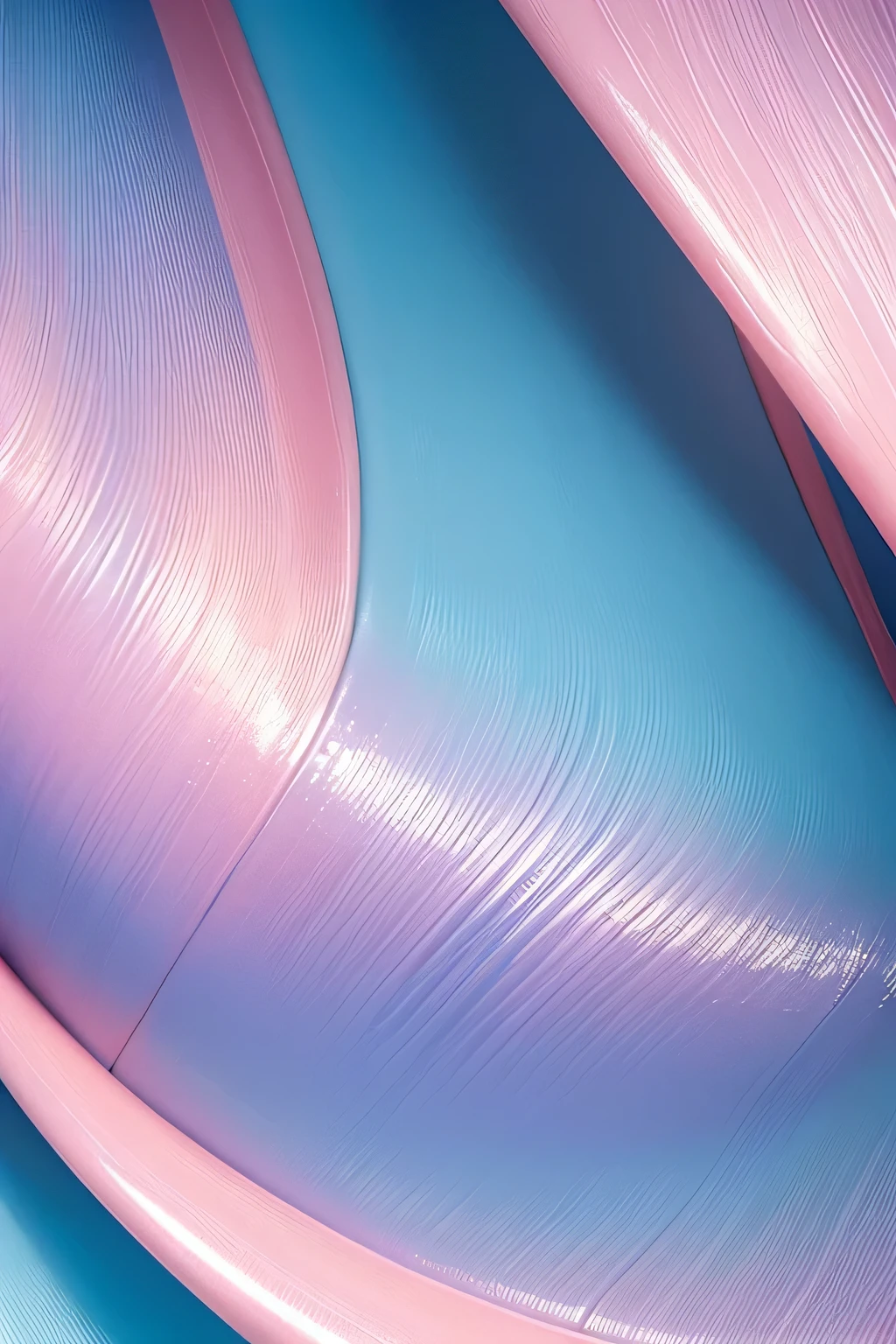Abstract minimalist pink wave pattern，Blue Background Wallpaper，In light blue and light amber style，Subtle pastel tones，Low contrast，Metal surface，Flowing fabric，Thin lines，Exquisite curves，Make up a word