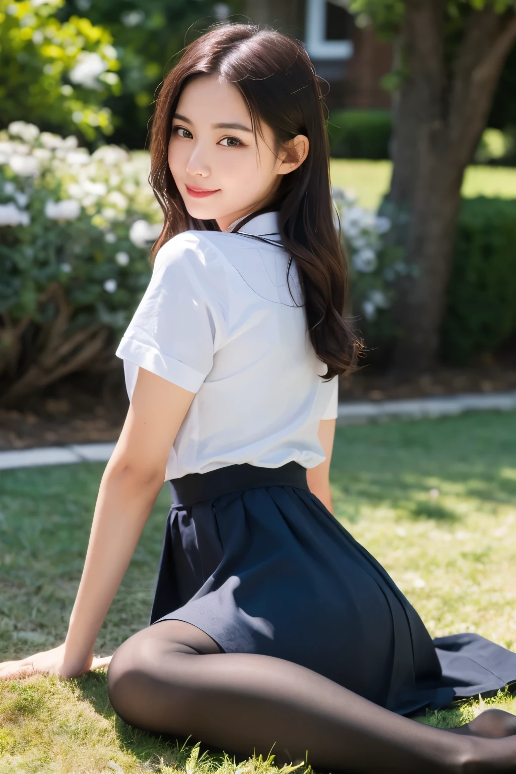 masutepiece, Best Quality, Ultra-detailed, finedetail, hight resolution, 8K Wallpaper, Perfect dynamic composition, 20yr old、without makeup、no-makeup、Amazingly cute、Beautiful detailed eyes, Natural lips, Golf Wear、tight skirts、(Show your ass)Skirt flipping in the wind、cleavage, Gravure Pose, full body Esbian(Skirt lift fluttering in the wind)White panty、