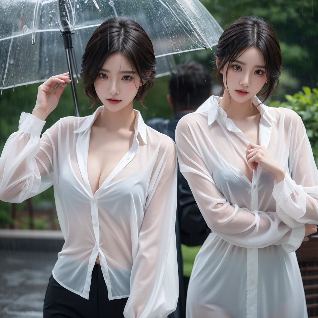 exy pose、Hair getting wet in the rain、Mr.々Hair style、Short Hair、Transparent shirt、Beautiful woman getting wet in the rain、typhoon、Get wet without an umbrella、Beautiful woman in the rain、雨で濡れたBeautyOL、Detailed face、Realistic、beautiful girl、Beauty、Office Lady Uniform、beauty、Beautiful woman、Narrow waist、Handsome woman、Tight pants look、suit、Sexy pose、タイトなsuitパンツ、雨で濡れたsuit、Wet naked shirt、See-through shirt、Shot in heavy rain、Naked shirt、Gaudy colored underwears