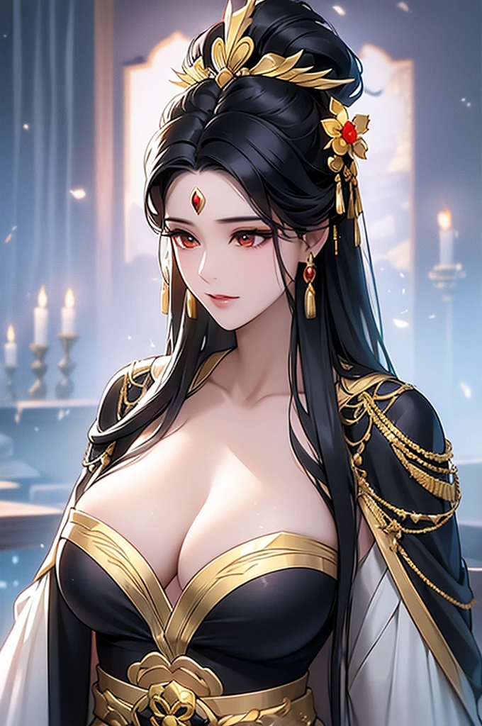 Black Hair, Immortal, Beauty, Royal sister, Stepmother, Gold Taoist robe, Phoenix Coronet, Hair Bunch, Phoenix Sense, Beautiful breasts