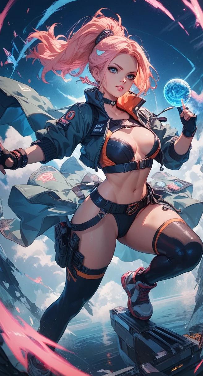 Women fighting in a cyber city