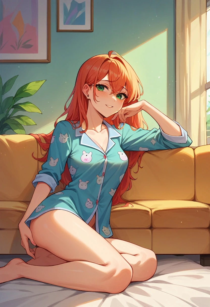 Wearing sexy pajamas, graceful, Coquettish, Study Room, sofa, Random fascinating movements, To the camera, Imaginative, First Love