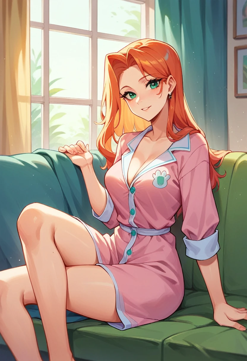Wearing sexy pajamas, graceful, Coquettish, Study Room, sofa, Random fascinating movements, To the camera, Imaginative, First Love