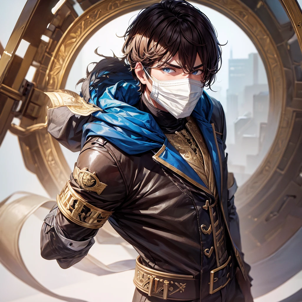 a man with right half his face in a mask