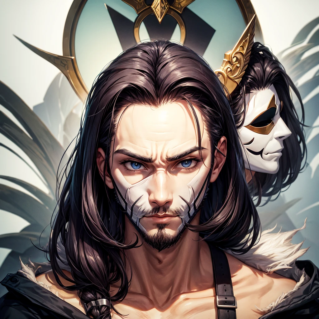 a man with right half his face in a mask
