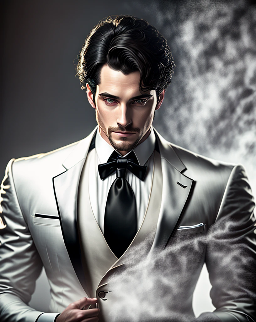 a handsome man wearing a tuxedo, portrait by annie leibovitz. studio lighting photography high quality highly detailed 8 k photorealistic digital art trending on flickr in the style of rembrandt and caravaggio - n 4 s 3 5 0 7 9 1 2 6 dlsr hq intricate details ultra realistic unreal engine octane render cinematic light volumetric shadows dramatic natural sunlight foggy weather misty atmosphere realism