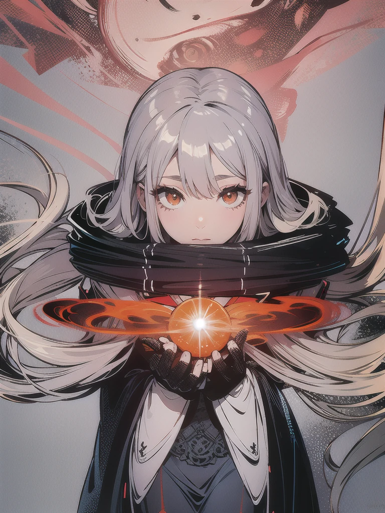 woman, silver hair, orange eyes, respectable