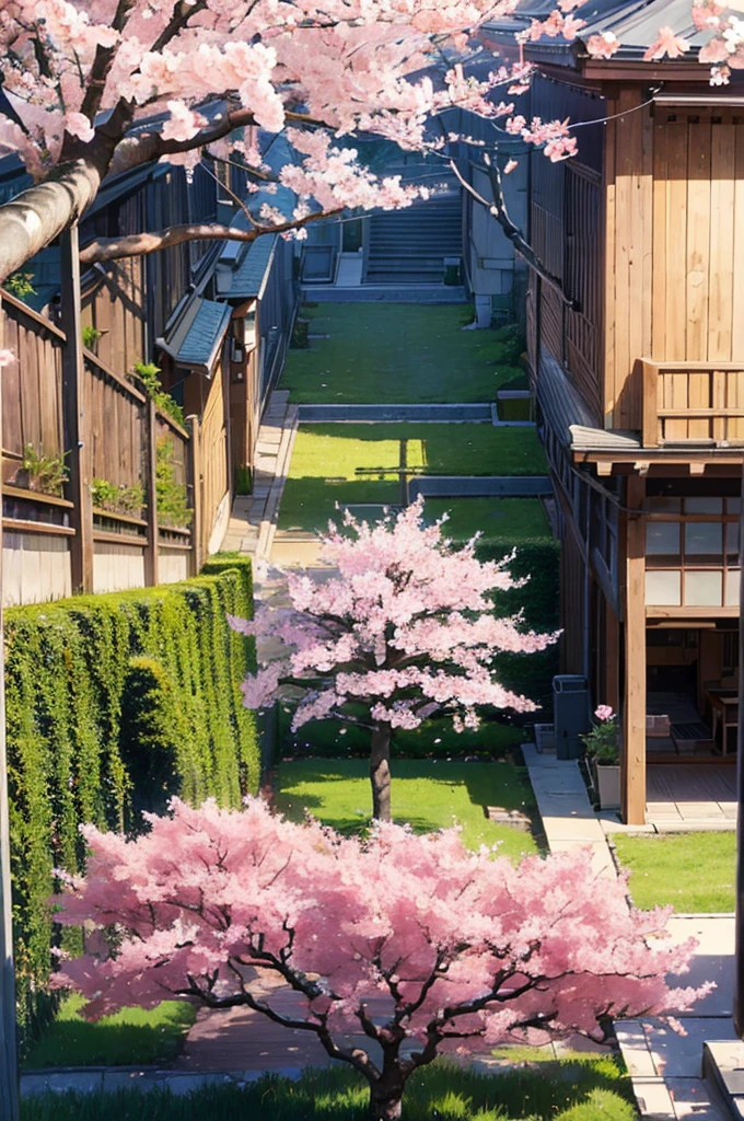 (Beautiful older sister:1.3)、spring atmosphere、evening、aggressive、cherry blossoms、garden