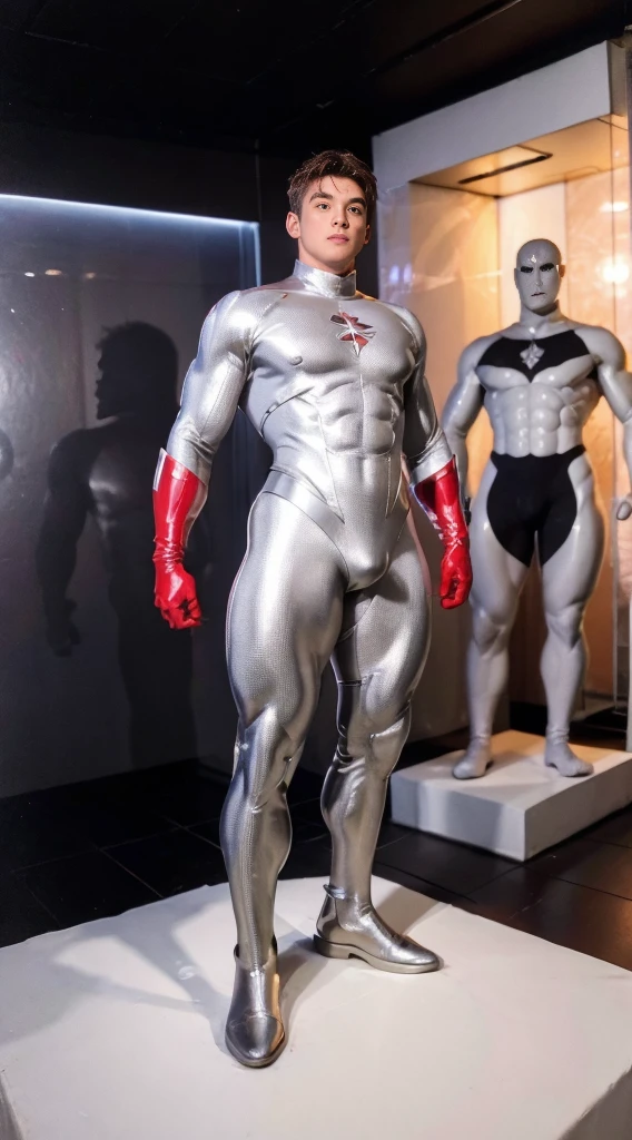 (realistic,hyper-detailed,8k,DC comic superhero,Captain Atom,captainatom),
(silver suit,silversuit),
(red gloves,redgloves),
(red boots,redboots) , unrealistic wide hips , unrealistic wide hips , plump hips ,  snatched waist , stiff nipples ,  nsfw , nsfw , eroticism , (((only boy , only male)))