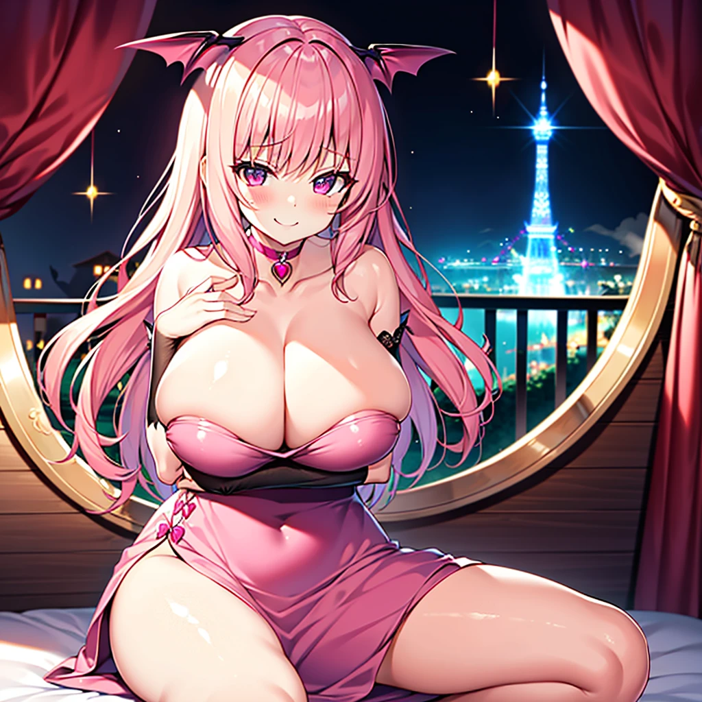Cute Face Huge boobsctive Pose A sparkling smile Pink Mist Attraction magic Pink Room Hug and pose choker Cute Dresses vampire Princess Room bed Little bat Sex Open a pose