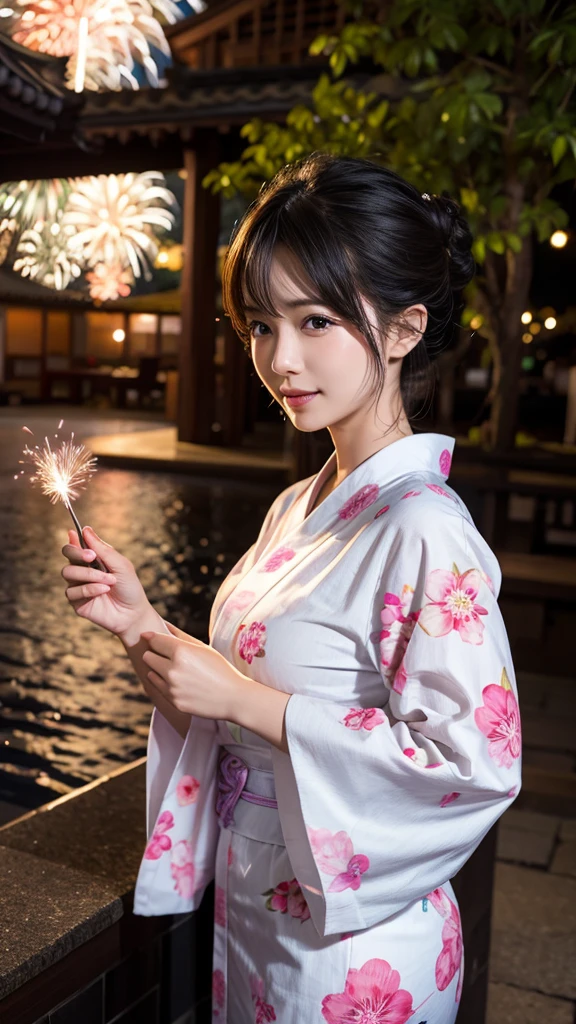 Beautiful woman、firework、yukata