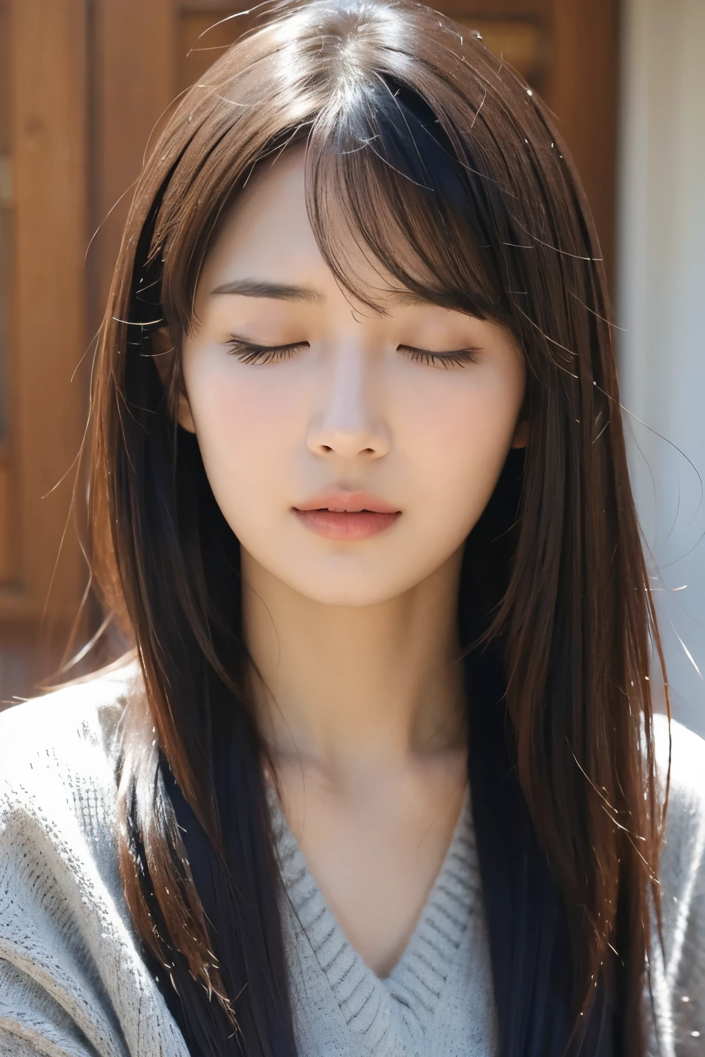Sneezing beautiful woman