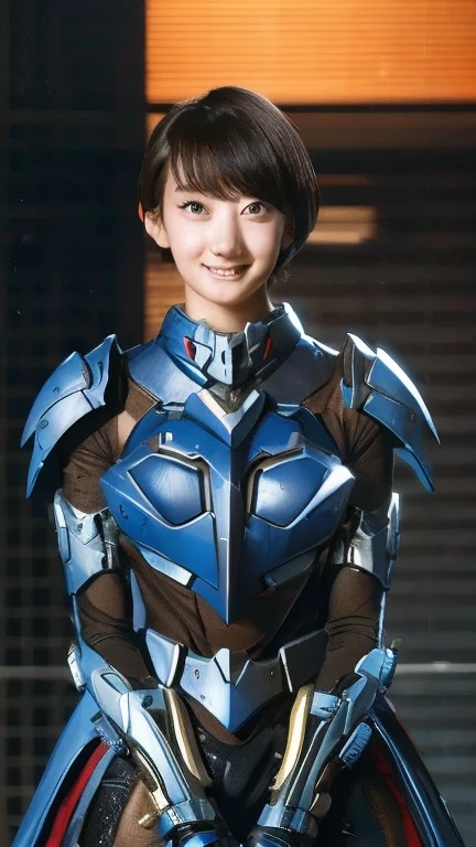 (super highest quality、8K、Masseter muscle part、delicate illustrations、wet hair、standing:1.2、Upper body:1.1、A beautiful and bewitching Japanese 25-year-old woman、Shocking pink and white metallic armor with a futuristic fit:1.5) 、（very plump body:1.2、super huge :1.4、Skin exposed:1.5）、smile at the viewer、black hair
