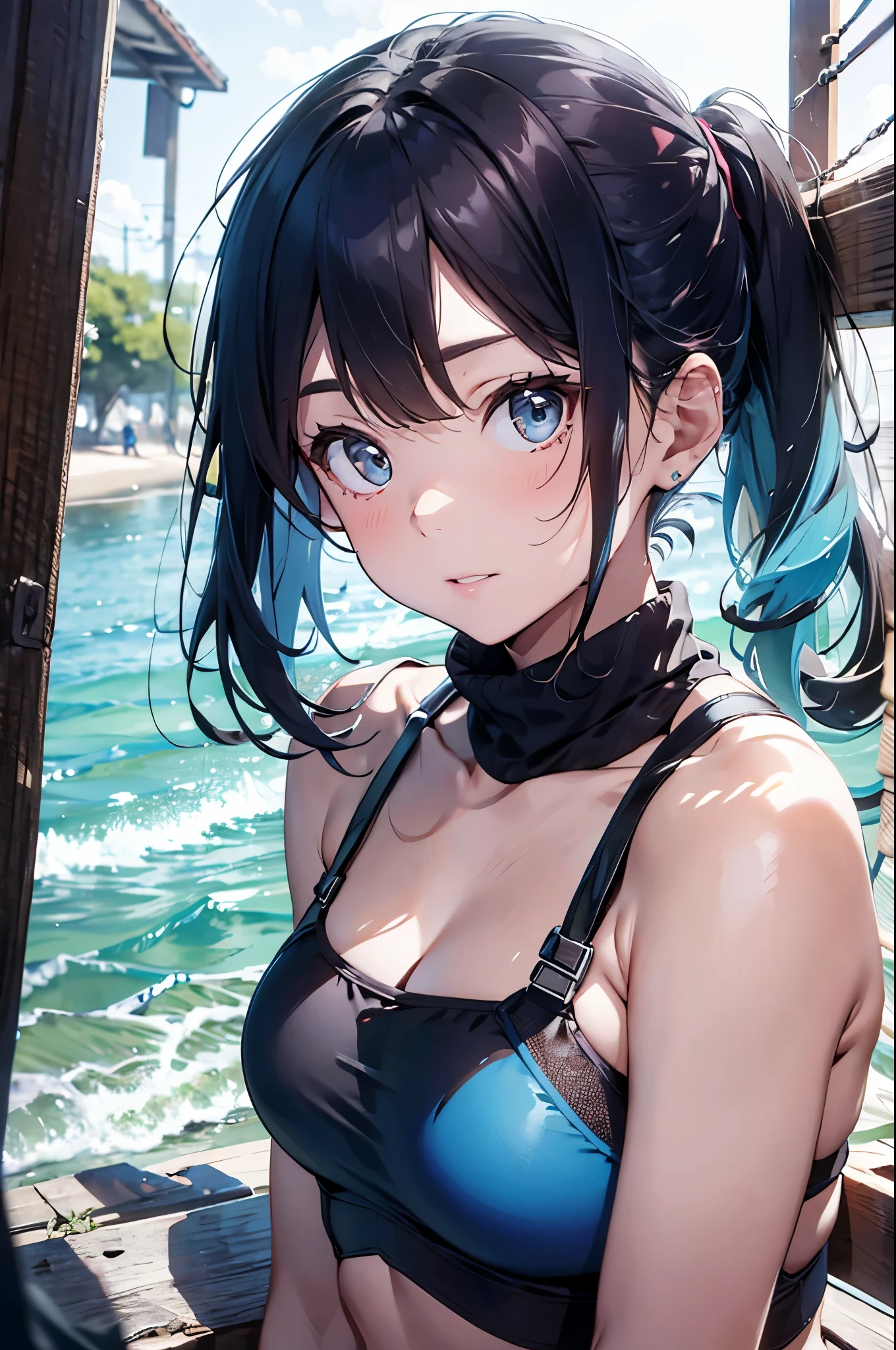 High resolution,topless、
One beautiful young woman,Light blue hair、ponytail、
(Soft Saturation:1.3), (Fair skin:1.2),
(ultra-Detailed Background, Detailed Background), Bokeh,
break'Portrait of a smiling girl.,
When viewed from the front, The composition is symmetrical,
Looking straight at you with serious eyes,
break Swimwear, White Bikini, Center of chest,
Outdoor, Sea surface, null, sunlight,Summer beach, Sandy Beach,
Strong light, Front lighting,
(:1.3), (Cowboy Shot:1.2),
Front brake angle,
View your viewers,
Dynamic pose,
sitting on the beach
Seaweed、Seaweed、Seaweed、Seaweed、Seaweed、Seaweed、Seaweed、