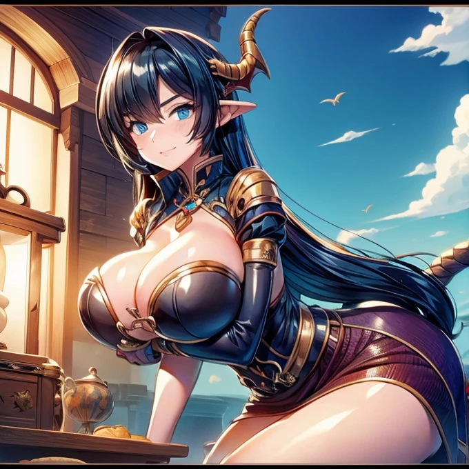 Elisabeth Bartley,Dragon Horn,Dragon Tail,Poor Milk,Huge boobs,Stick your butt out,Adorable