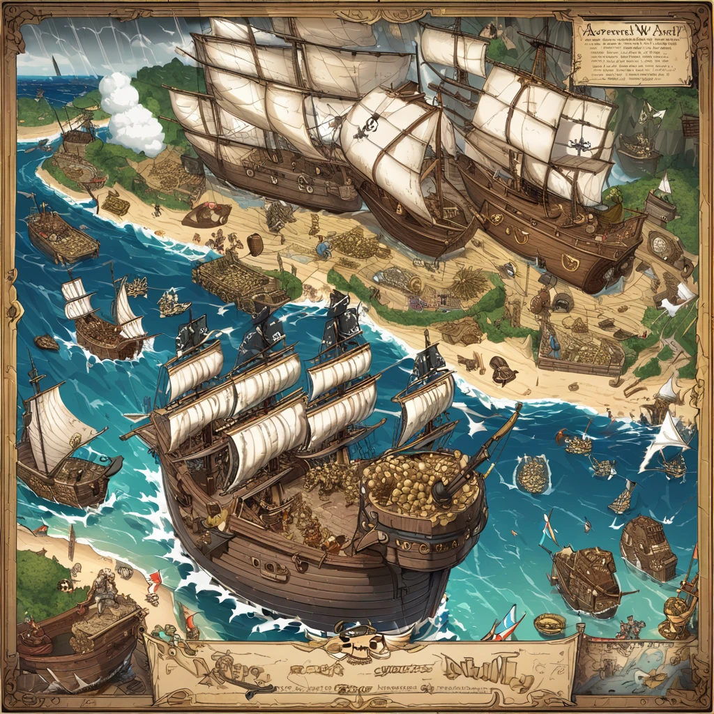 Pirate War, adventure, treasure, swordfights, cannons, seas, ships, looting, captain, skull and crossbones, rebellion, navigation, battles, gold, loot, danger, mystery, parrots, mutiny, scurvy, swashbuckling, derring-do, plundering, curses, flags, navy, piracy, , rum, sailors, dangerous waters, hidden islands, map, chests, secrets, piracy laws, escapes, storms, sirens, treasure maps, black sails, extremely detailed