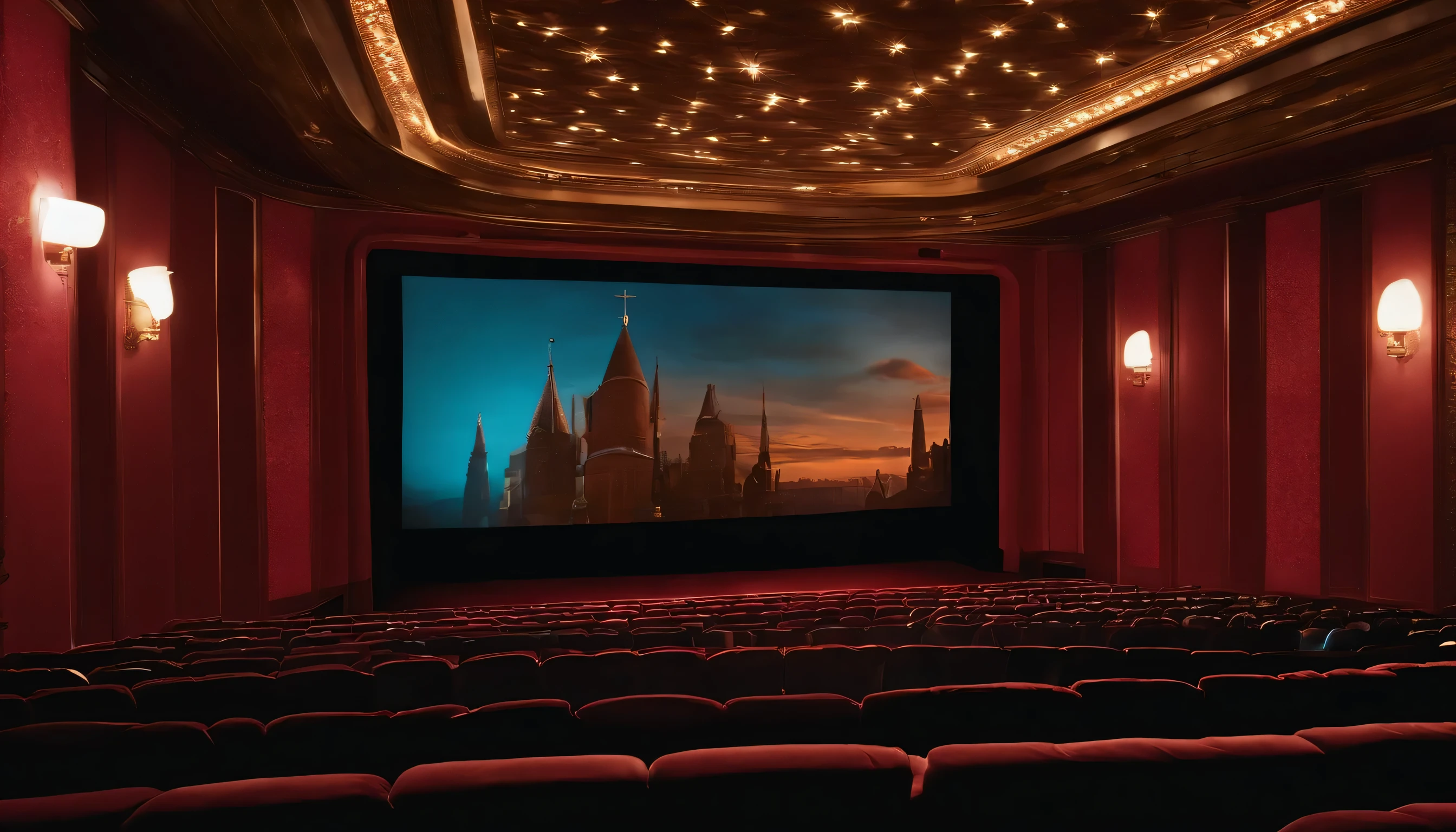 A big movie theater in side bi film screen 