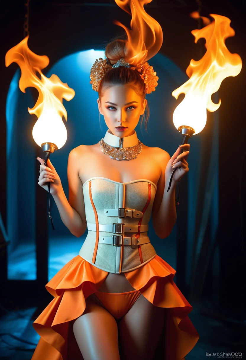 Photography Art_style,(Girl in Eco-friendly haute couture outfit in the style of BDSM, Surrealism, akira style, Fine Jewelry, Eco-friendly, Orange vibe),Practical,(Film Grain),ultraPractical 4k,Movie Lighting,Light glare,Light flame,Perfect composition, Dynamic changes of light, Rich colors, Epic Shots, perfect quality, Natural Texture,High Detail, Light and Shadow, (Natural Color, Correct white balance, Color Correction, ten),(Complex and meticulous),