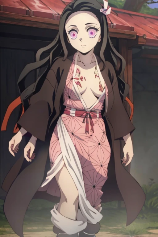 (masterpiece:1.3), (best quality:1.1),  ((anime style)), detail perfect 5 fingers, perfect anatomy, 
1girl,
Kamado Nezuko, 
BREAK long hair, wavy hair, forehead, black hair, pink eyes, ribbon, small breasts,  
BREAK naked
1boy, penis, faceless male 
BREAK nighttime, (fantastic:1.2), 