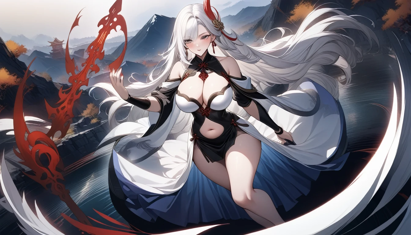 high quality,HD,16K,Sharp Line,1 Girl,fantasy, (Fire Spirits),Pretty Face, Large Breasts, Beautiful legs,In the mountains,Focus Girl,detailed Pretty Face,Detailed clothes,beautiful eyes,Cool,Sexy,Dynamic Angle,穿着华服的神明Strike a pose拍照, Ancient mysterious sexy goddess, Traditional beauty woman, Beautiful female warrior god of war , Beautiful sexy goddess, Gorgeous role-playing, high, Beautiful young girl, Beautiful woman, 华丽Beautiful woman, Complex clothing,Chinese Mystical Aesthetics, Beautiful Asian ancient mysterious girl, Extremely detailed shot of the goddess, Jaw-dropping sexy beauty, Big breasts deep neckline sexy belly button(butt), (bedroom), (Sexy Girls), masterpiece, best quality, Bangs, blush, Chest, clavicle, Eyebrows visible through hair, (Gradient red and gold hair), Jewelry, Long hair,Bright Eyes, ring, (solitary), illustration, fashionable, miss, Strike a pose, background, element, confident, Express, Accessories, majestic, striking, key point, Dynamic poses, ((plump)), (black))Woman in transparent dress,Viewer,(((Full breasts, Keeley University))),Slim waist,(Navel exposed,Bare waist), Long hair, extreme detailed details, 详细的fantasy艺术, Stunning character art, Beautiful and exquisite character art, Beautiful transparent dress, Very detailed, Large Breasts,Chest,Golden ratio figure,Beautiful figure,Ultra wide-angle shooting,Full body shot拍摄,Body close-up,Full body shot,Wearing a pleated tulle skirt,柔和动漫illustration, 柔和的深色background,Fujifilm XT3 Clear focus, f 5.6, High Detail, Clear focus,(Wearing openwork clothing),, (Natural light), (Tempting)translucent, Good velvet quality, Compared, Divine Light,, Silver hair, 天空background, Absolute Strength,Female Shinmei,穿着性感丝绸的Female Shinmei,,Large Breasts,Chest,Golden ratio figure,Beautiful figure,Ultra wide-angle shooting,Full body shot,Body close-up,Full body shot, Wearing a tulle dress, Model shooting style, Large Breasts,饱满Chest,Golden ratio figure,Beautiful figure,(Extremely detailed CG 8k wallpaper unit), The most beautiful artistic photos in the world, , 8K 超HD, ) on the beach,Sexy lazy posture,Sexy seductive expression,best quality,masterpiece,Ultra-high resolution,(Practical:1.4),original photo,Ultra-high resolution