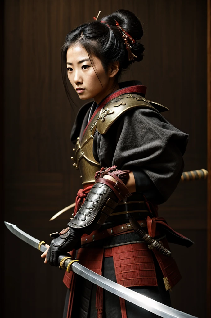 Female samurai with bow and sword