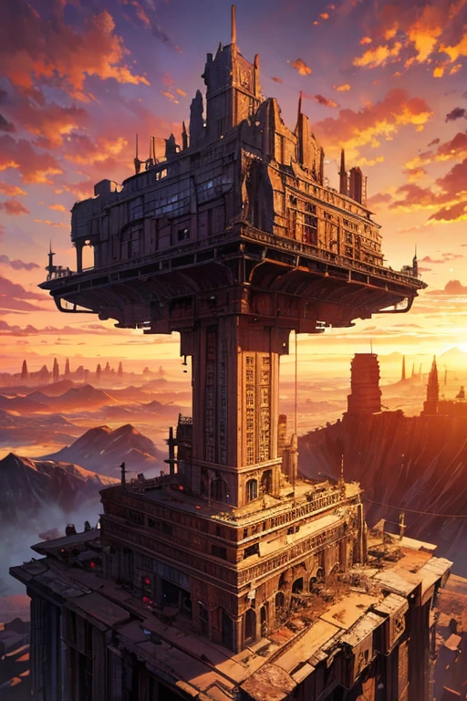 Highest quality、masterpiece、Desolate Earth、wreckage、Red Sky、Surrealism