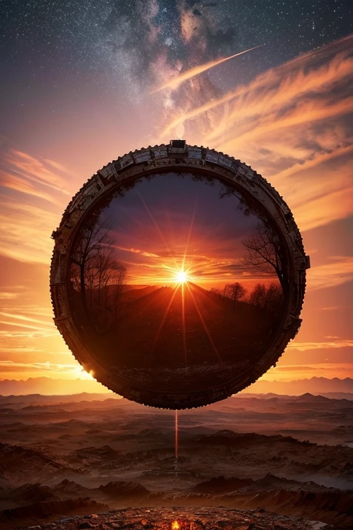 Highest quality、masterpiece、Desolate Earth、wreckage、Red Sky、Surrealism