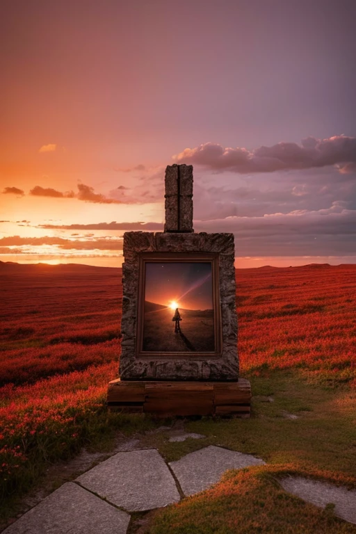 Highest quality、masterpiece、Desolate Earth、wreckage、Red Sky、Surrealism