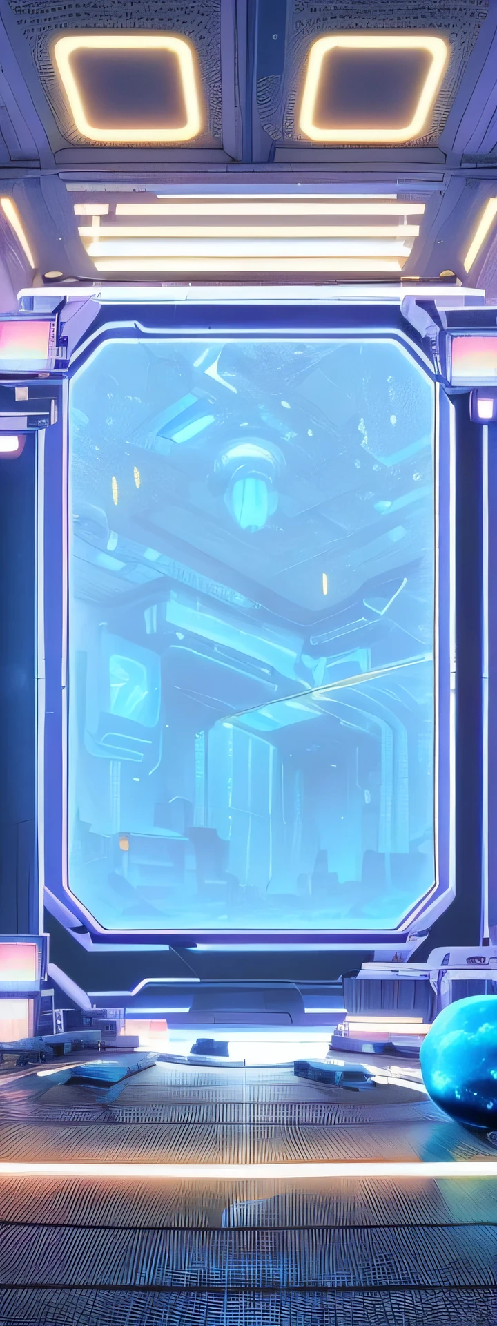 Close up of a futuristic room with a large screen, Normal Map, Game Map, detailed city background room close-up,There is a TV and a sofa, background(hard), Game Coverage, random background scene, blank background, empty background, mobile game background, empty space background, videogame background, epic background, stop-motion, space in background, arena background, background art, 2d game background, game background, background hyper detailed, VHS Cover