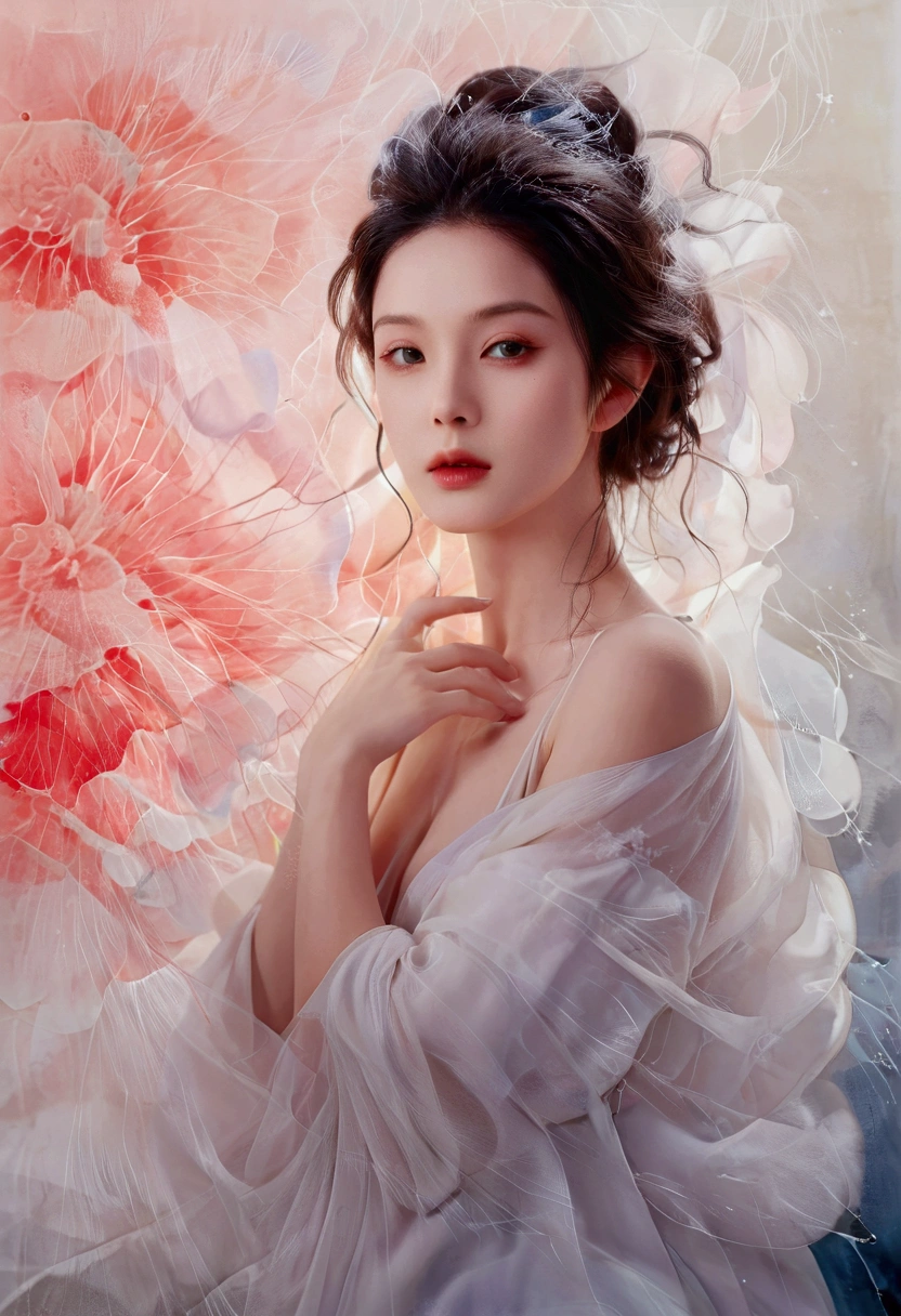 beautiful detailed eyes, beautiful detailed lips, extremely detailed eyes and face, long eyelashes, beautiful woman, elegant, graceful, alluring pose, flowing hair, traditional Chinese ink wash painting style, delicate linework, calligraphic brushstrokes, monochrome, minimalist, abstract, expressive lines, dynamic composition, sensual curves, elegant silhouette, serene, contemplative, introspective, cinematic lighting, dramatic shadows, high contrast, mesmerizing, ethereal, visually striking