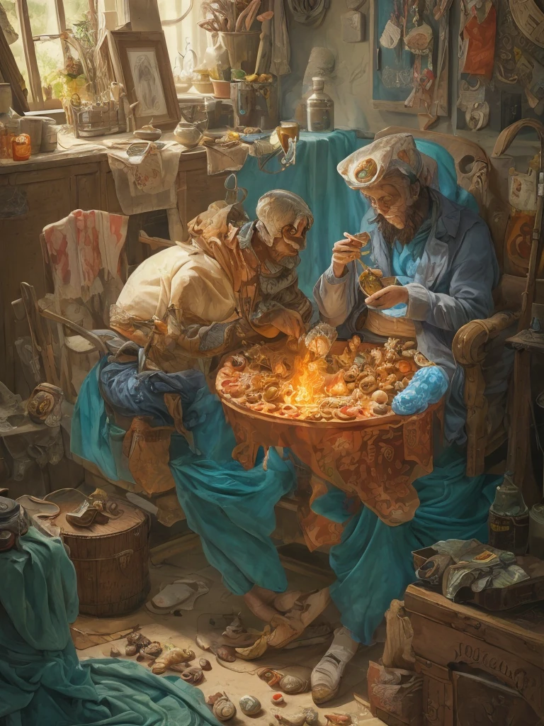 Snailed humanoid, mollusk humanoid, Homunculus, alchemy, chemistry, strange, trending on artstation, hyperrealism, james jean