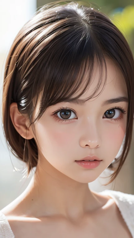 One Girl,(1人のとてもcute女の子:1.3),masterpiece,Highest quality,High resolution,beautiful girl,(18-year-old:1.3),cute,Big eyes,(Detailed pupil:1.2),(The face is facing straight ahead:1.3),Body facing forward,Beautiful Nose,Fuller lips,Short black hair,short hair,Fine eyelashes,Thin eyebrows,Definition of very fine particles,(Symmetrical eyes:1.3),(Face close-up,Face Focus:1.0),Micro Bikini,Student Style,Portraiture,Show Viewer,Cinema Lighting,High resolution,Very detailed、Headband、Open your mouth a little