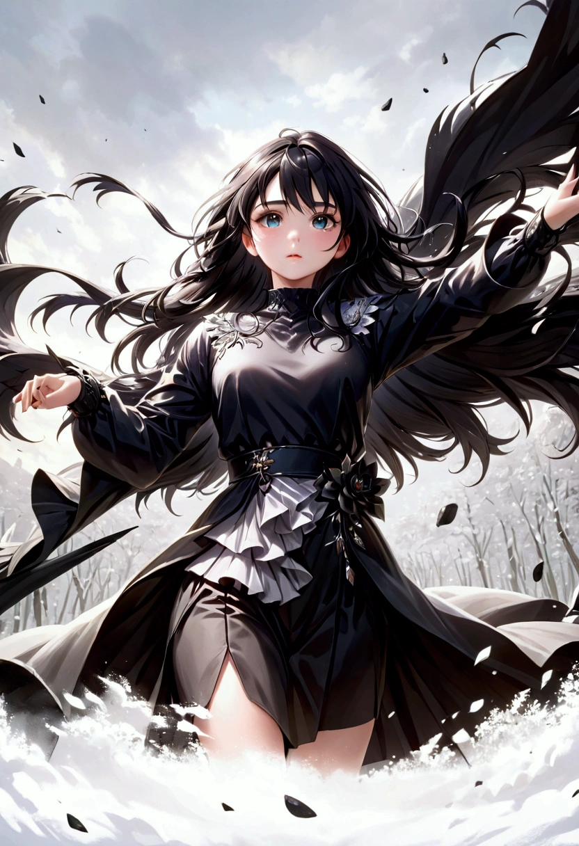 anime girl, 1girl, black hair, detailed digital anime art, anime epic artwork, detailed anime art, beautiful detailed eyes, beautiful detailed lips, extremely detailed eyes and face, long eyelashes, (best quality, 4k, 8k, highres, masterpiece:1.2), ultra-detailed, (realistic, photorealistic, photo-realistic:1.37), vibrant colors, cinematic lighting, dramatic lighting, high contrast, dynamic composition