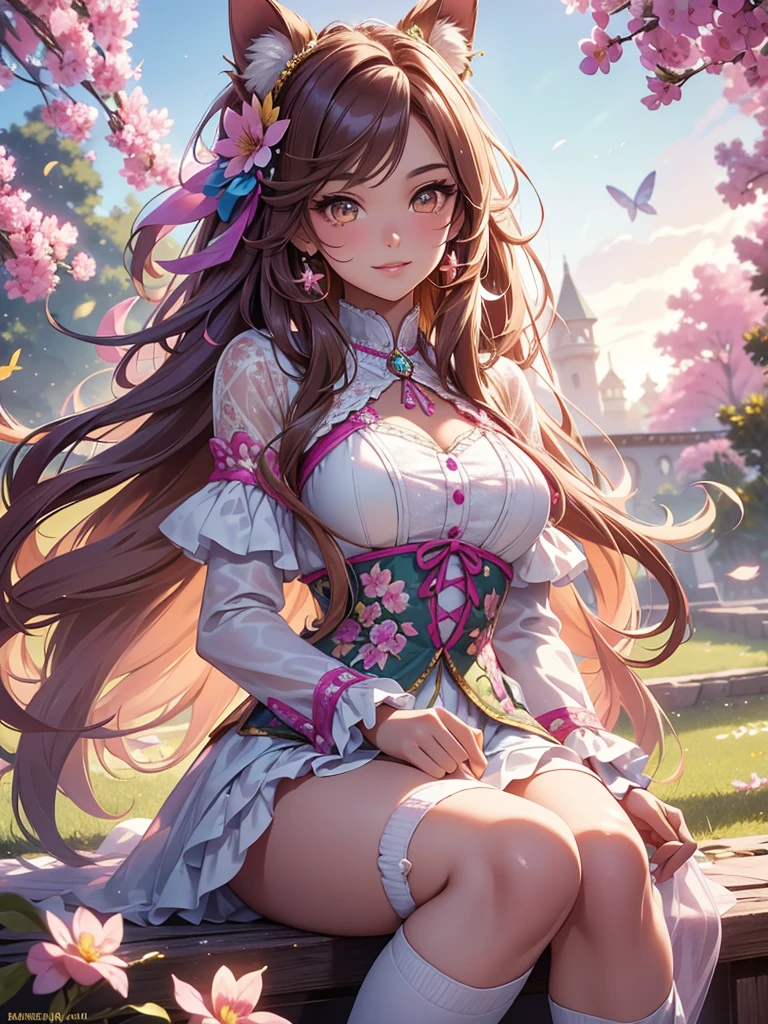 (masterpiece: 1.2, realistic: 1.37, ultra high resolution), female model, big boobs cleavage, pretty face, playing piano in park, multicolour flowers around,