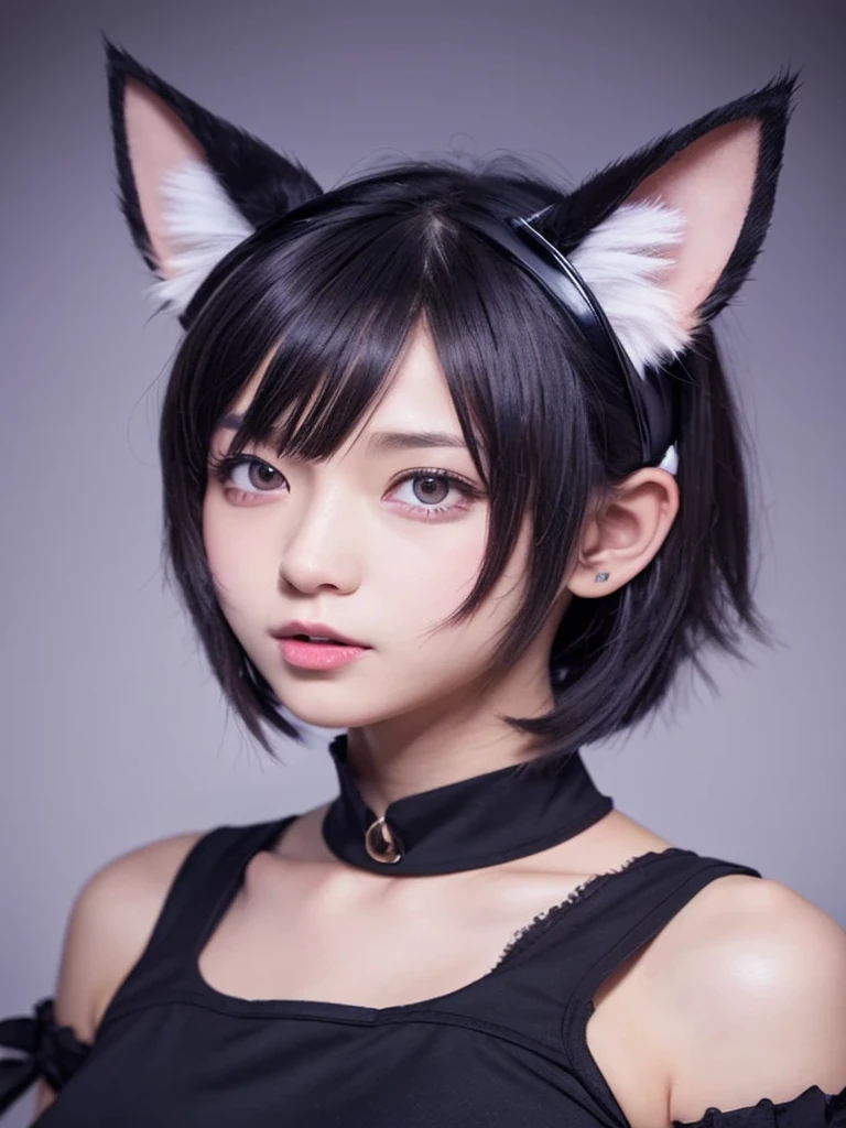 One girl, High resolution, Shortcuts, Open your mouth, Animal ears, tooth, Pointy Ears, Ahoge, Cat ear, Character portrait, accurate, masterpiece,