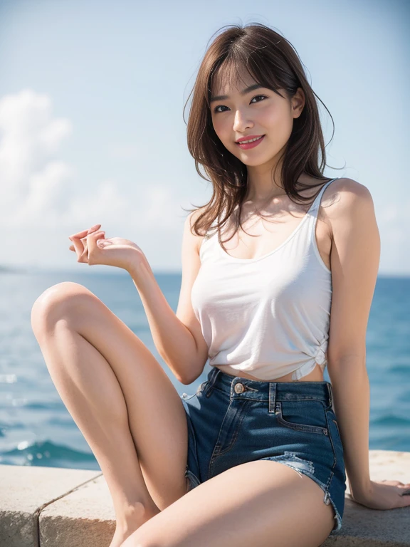 ((Exposing shoulders)), ((Ample breasts)), ((The skirt is short)), ((Sexy Legs)), ((whole body)),practical, Stylish girl,1girl,sexy pose,best quality,masterpiece,illustration,an extremely delicate and beautiful,CG,unity,8k wallpaper,Amazing,finely detail,masterpiece,official art,extremely detailed CG unity 8k wallpaper,incredibly absurdres,huge filesize,ultra-detailed,highres,extremely detailed,beautiful detailed girl,realistic,outdoors,light contrast,(White tee shirt、Shorts,、Red lipstick、Looking from below、smile、(Ocean、Ocean岸で歩いている)、ショートヘアー
Waiting to start