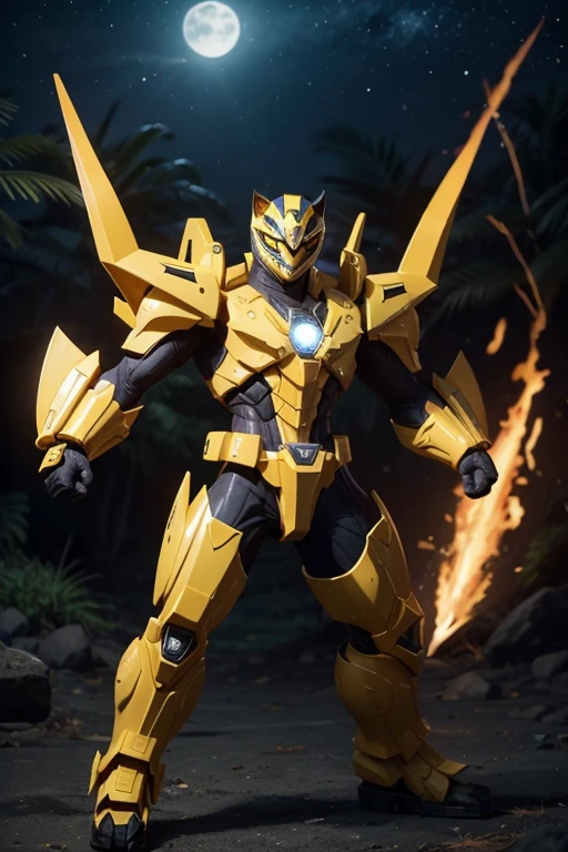 Make a Power Rangers fox zord with 10 dark yellow tails