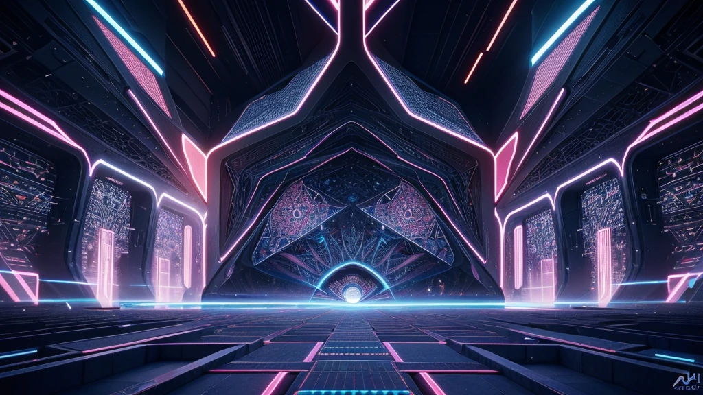 a beautiful abstract digital art, Intricate geometric patterns, striking color contrasts, vivid gradients, dynamic composition, futuristic design, Fascinating image, surreal and dreamlike, 4k, 8k, High resolution, masterpiece, ultra detailed, photorealistic, professional digital art, vibrant colors, cinematic lighting, intricate details