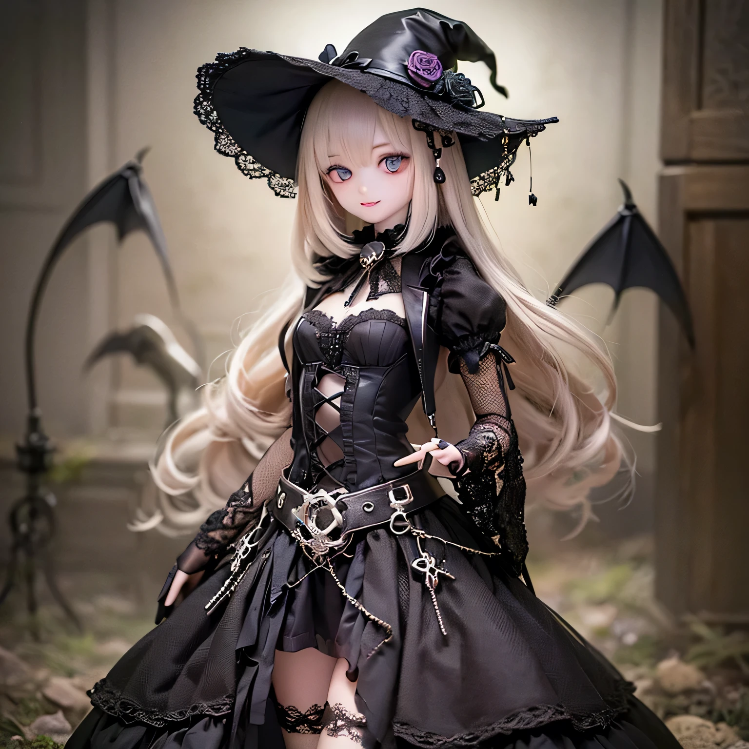(Highest quality,4K,8k,High resolution,masterpiece:1.2),beautiful detailed eye,length eyelashes,Beautiful lip detail,extremely detailed eye and face,(Vibrant colors,colorful,Contrast enhancement:1.1),dark atmosphere,spooky ambiance,Gothic style,Satanic in front,Devilish charm,(Fine art,shape:1.1),Digital Painting,dark fantasy theme,dramatic lighting,Ghostのようなly beautiful,detailedなテクスチャ, (Horror, dark, Bad luckな) girl, (Gothic, Victorian) fashion, (mysterious, charmな) vision, (pale, porcelain) skin, (length, Flowing) Black Hair, (elegant, Complex) Lace dress, (Bad luck, spooky) Shadow, (spooky, Otherworldly) background, (Illuminated by the moonlight, Ghostが出る) garden, (Bad luckな, charmed〜Three Witch Sisters) forest, (elegant, charmな) Temporarily stop, (dark, mysterious) aura, (mysterious, Supernatural) Powers, (Forbidden, mysterious) mode, (charmed〜Three Witch Sisters, cursed) relic, (Twisted, bent) reality, (charmな, Ghostのような) smile, (cold, bone-cold) silence, (elegant, Gothic) architecture, (Bad luckな, hypnotism) eye, (intense, dark) emotion, (Powerful, order) in front, (Bad luck, Bad luckな) atmosphere, (spookyな, spookyな) detailed, (charmな, charm) performance, (Satanic, Ghostのようなly beautiful) shape, (elegant, spooky) composition, (Surreal, dream-like) scenery, (strict, Bad luckな) cloud, (magic, mysterious) element, (charmed〜Three Witch Sisters, Ghostのような) aura, (Shadowのある, mysterious) shapes, (Ghostが出る, Abandoned) Apartment, (Bad luckな, malicious) 意shape, (Supernatural, Otherworldly) energy, (Ghostのような, cold) whisper, (elegant, dramatic) Temporarily stops, (mysterious, mysterious) beauty, (Devilish, charmな) eye, (intense, Powerful) vision.Open your arms、(((Ghost)))