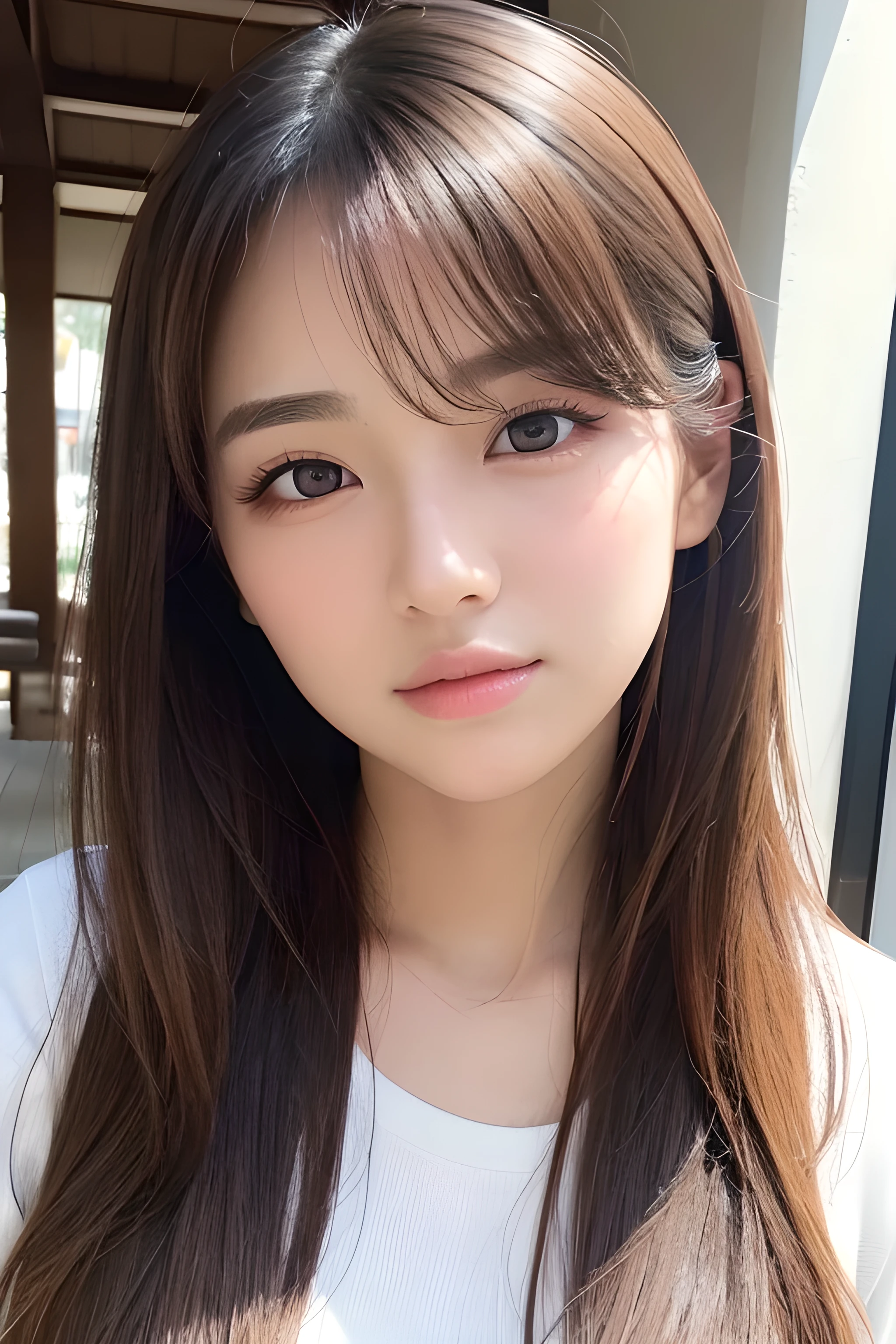 (highest quality:1.1)、(Photorealistic:1.1)、(photograph:1.1)、(Very detailed:1.1)、Beautiful detailed girl、(Very detailedな目と顔)、(Facial lighting)、(Skin that glows in the sunlight)、((Perfectly anatomically balanced style))、（Cute pose）、（Facing forward）（looking at the camera）（Brown Hair）、（Well-formed face）、（Korean Idol）、（Prominent double eyelids）、（Large pupil）、（Nose with beautiful nasal muscles）、（Beautiful Lips）、（Beautiful eye）、（Beautiful girl） 、（Korian and japanese mix）
