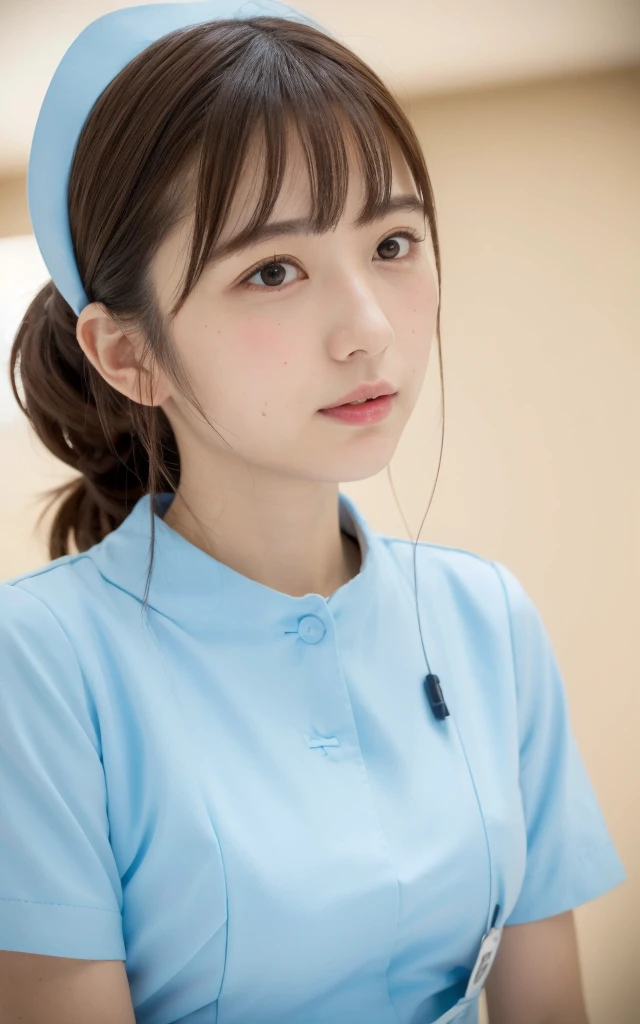 (8k, Realistic, RAW Photos, highest quality: 1.4), Beautiful Face, (Realistic face),A girl in sexy nurse uniform ,(sexy nurse uniform:1.3) ,18-years-old, 1 Innocent and Cute girl, Sitting on the floor, Wrist cuff, Detachable collar, fishing net, Black shiny outfit, Tight bunny suit, Beautiful Face, Detailed lips, ((in hospital:1.3 )), (big smile:1.3),masterpiece:1.3 , masterpiece:1.3, high resolution, ultra detailed, extremely detailed CG unity 8k wallpaper, realistic, photo-realistic, RAW photo, beautiful detailed face, (beautiful skin:1.3, pale skin:1.3), realistic glistening skin, detailed hair texture, Perfect Style, Beautiful Face, accurate, Anatomically correct, Highly detailed face and skin texture, Detailed eyes, Brown eyes, Double eyelids, Thin eyebrows, dropped eyes, Eyeliner, Natural cheeks, Fair skin, shiny necklace and earrings, Glossy Thin lips, ((facial:1.3,excessive cum:1.3,Massive ejaculation:1.3,Cum on the face,)),((looking down, from below )),A beautiful wrinkle-free body ,(a slender body:1.3),(Slim and sexy thighs:1.3),,((Fellatio Gesture:1.3,Fellatio:1.5)),((Open your mouth to the maximum, stick out your tongue full, open_mouth,f ellatio_gesture, FellatioGesture, Half-clenched fist:1.3,)),((blowjob gesture:1.5)),((Place right hand near face:1.3))