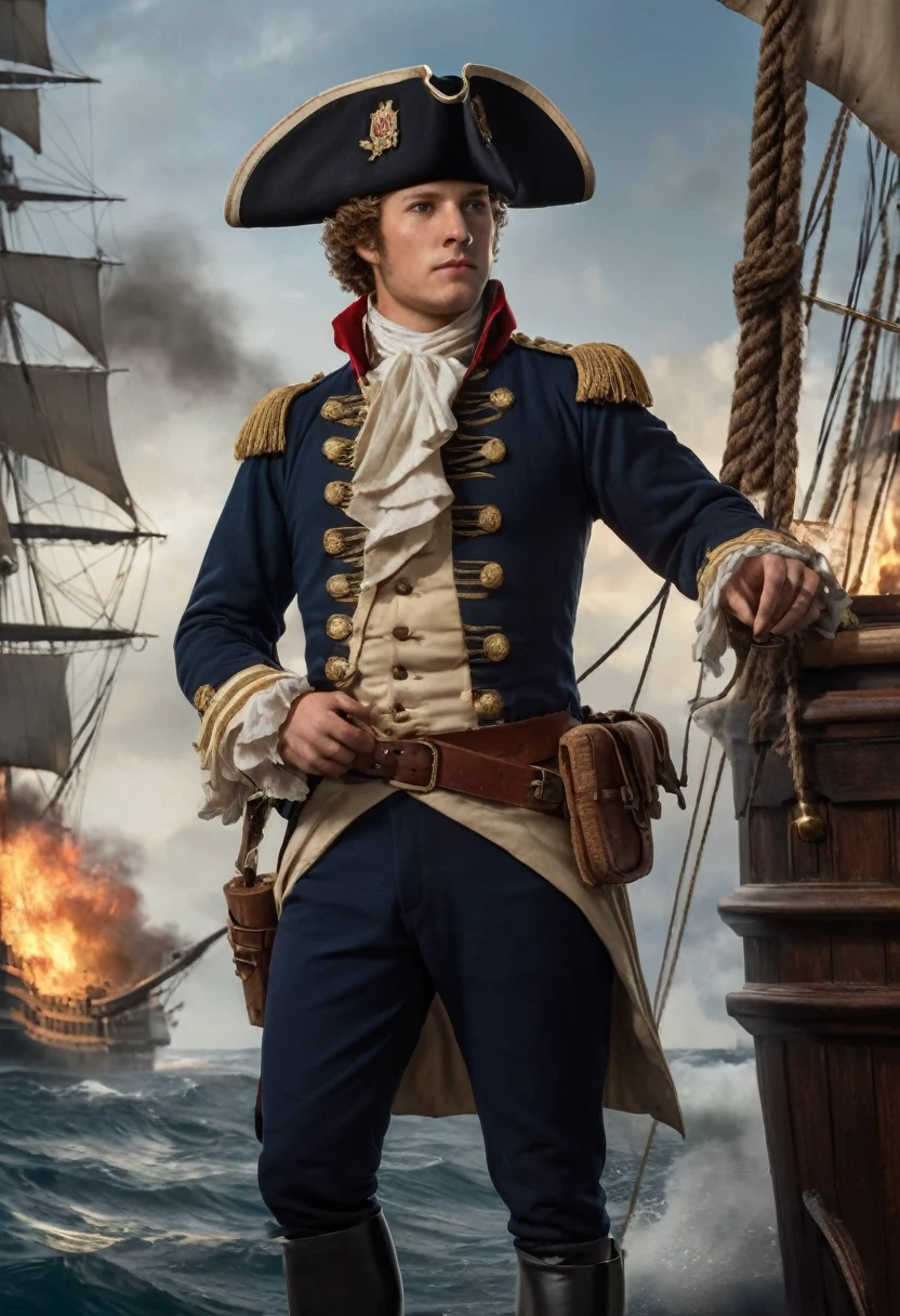 (Captain Horatio Hornblower:1.4)、Battle with Caribbean pirates、(2 Galleons:1.4)、 (Naval battles:1.2)、(Close Combat:1.2)、Caribbean、 (Galleon Fire:1.2)、(Galleon Explosion:1.2)、(Torn sails:1.2)、 (Realistic:1.2)、Very detailed、(intricate details 1.2)、8k, masterpiece,