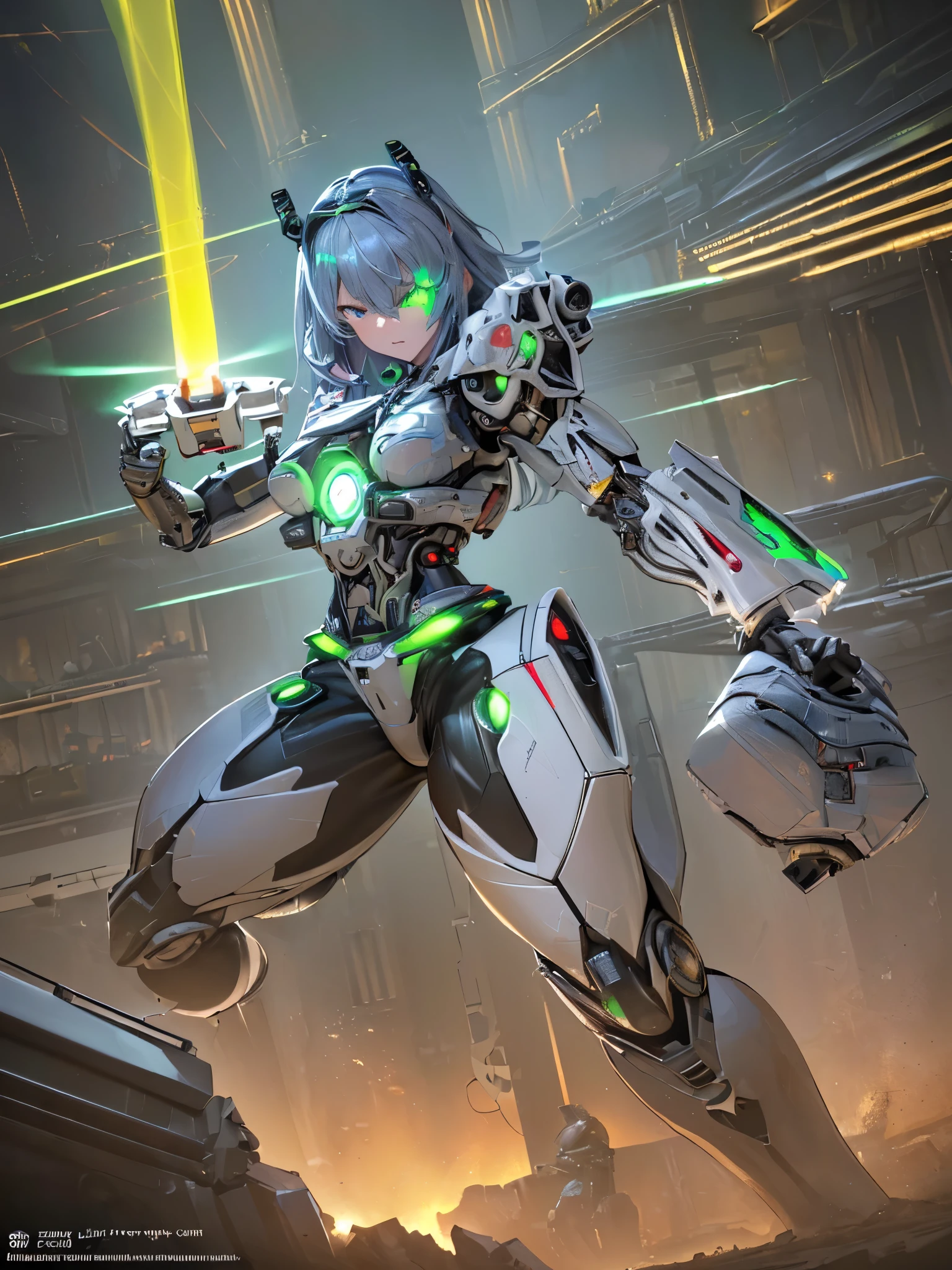 ((Highest quality)),(Ultra-high resolution),(Super detailed),(Detailed Description),((The best CG)),(masterpiece),Highly detailed art,(Art with precise detail:1.5), (Female Cyborg:1.5),(Beautiful and well-proportioned face:1.3),(Fitted Suit:1.6),(Exposed mechanism:1.4),(Fluorescence line:1.5),(Luminescent core:1.6),Actuator:1.4,cylinder:1.3,manipulator:1.3,(Hall々And:1.4),(Impact:1.3),(launcher:1.4),(Sub Arm:1.4),(Surrounding drones:1.5),Combat knife:1.3,spike:1.4, (Assist Machine:1.2. Crawler:1.5)
