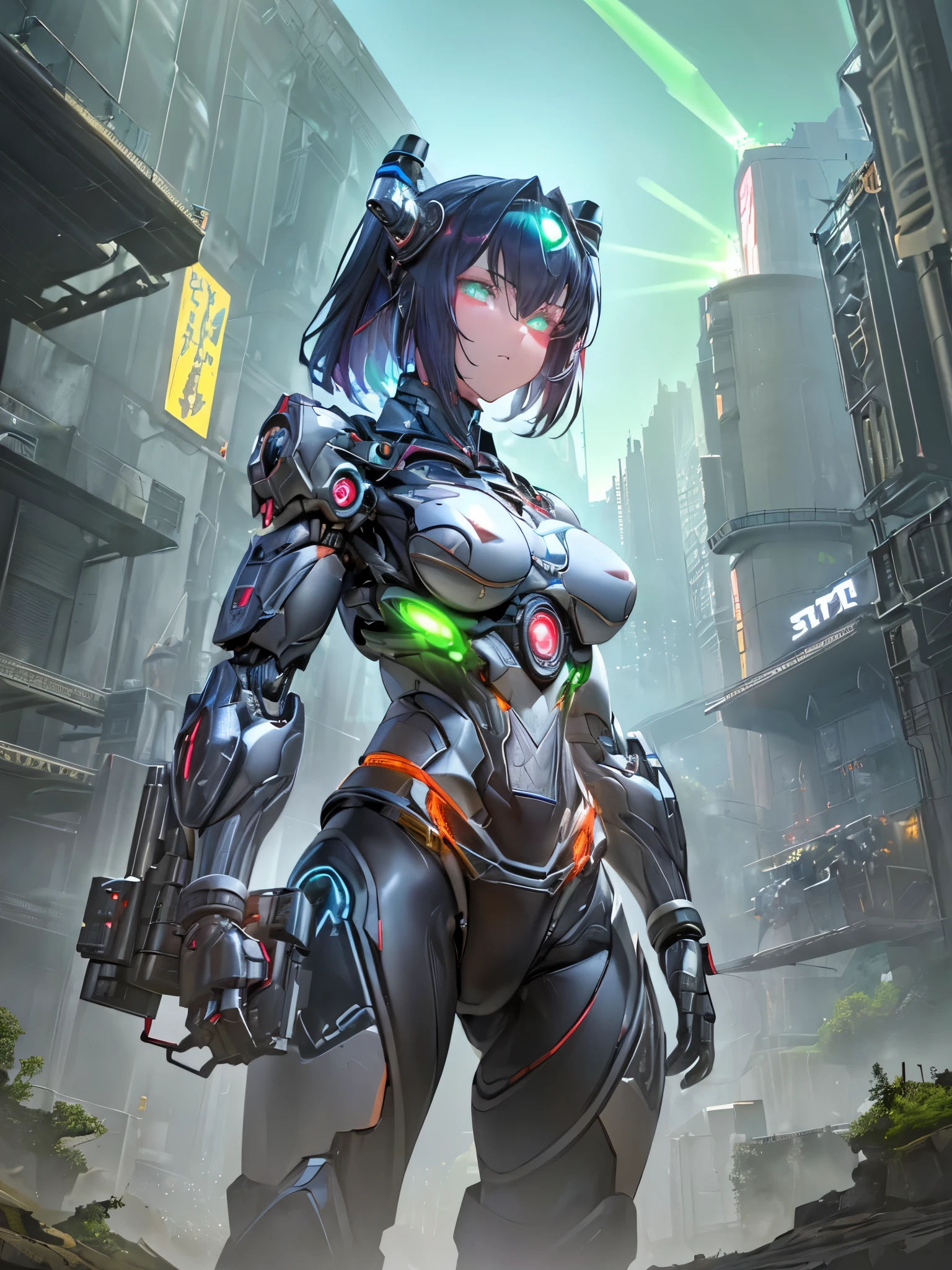 ((Highest quality)),(Ultra-high resolution),(Super detailed),(Detailed Description),((The best CG)),(masterpiece),Highly detailed art,(Art with precise detail:1.5), (Female Cyborg:1.5),(Beautiful and well-proportioned face:1.3),(Fitted Suit:1.6),(Exposed mechanism:1.4),(Fluorescence line:1.5),(Luminescent core:1.6),Actuator:1.4,cylinder:1.3,manipulator:1.3,(Hall々And:1.4),(Impact:1.3),(launcher:1.4),(Sub Arm:1.4),(Surrounding drones:1.5),Combat knife:1.3,spike:1.4, (Assist Machine:1.2. Crawler:1.5)