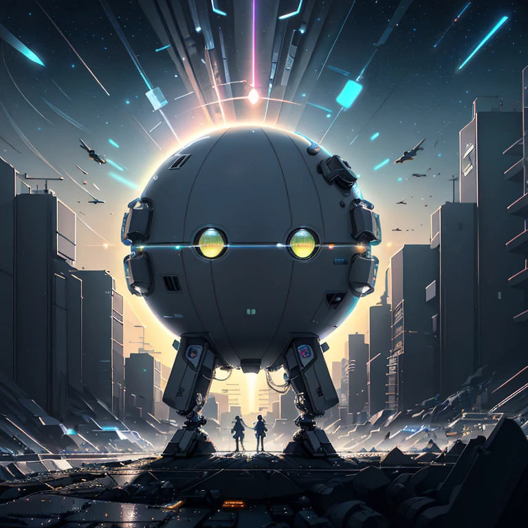 (Technological Planet, 8k), A towering metropolis, Sleek silver and neon buildings, Ultra-fine description, Holographic advertisements adorning the sky, Neon lights casting a vibrant glow, Futuristic vehicles zipping through the air, Grid-like streets stretching out endlessly, Layered detail, Alien architecture blending seamlessly with modern technology, Clean and minimalistic design, (Drone camera viewpoint), Detailed textures and reflections, High resolution, Crystal clear atmosphere, Chromatic aberration, Ray tracing, High quality, Award-winning, Best viewed on a high-definition monitor

(Technological