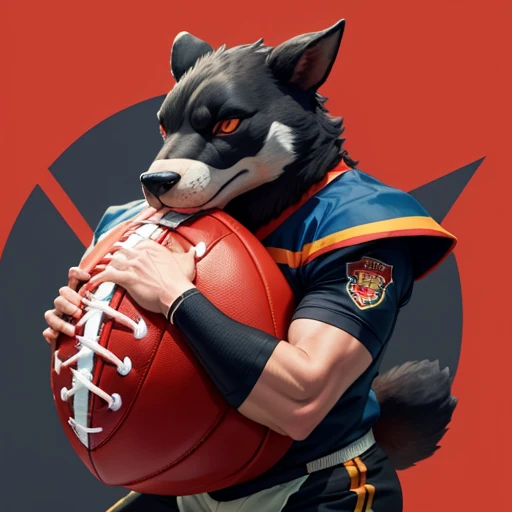 mascot (um animal) schoolboy with football uniform written Elite Educacional with colors black red blue