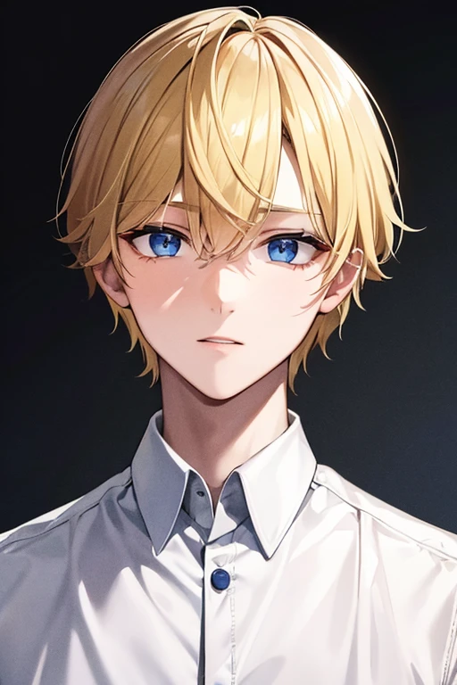 ID Photo, 1 male, blond hair, Staring straight ahead, blue eyes, student, Short hair