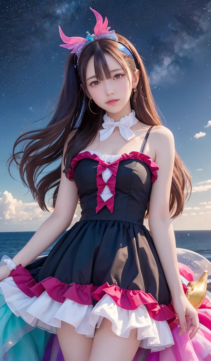 Highest quality,masterpiece,The ultimate solution,fluffy,Very colorful,colorful,The Little Mermaid,lolita dress,Starry Sky