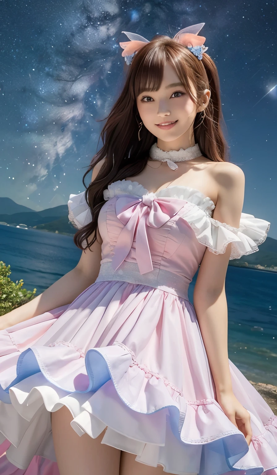 Highest quality，masterpiece，The ultimate solution，fluffy，Very colorful，colorful，The Little Mermaid，lolita dress，Starry Sky